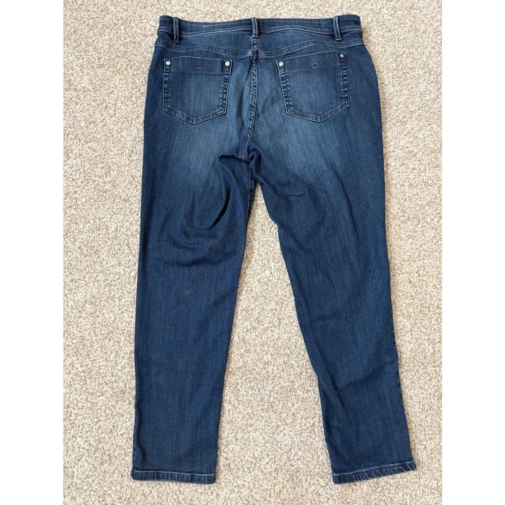 J. Jill Denim Slim Leg Ankle Authentic  Fit Jeans Dark Wash Women Size 14 Indigo